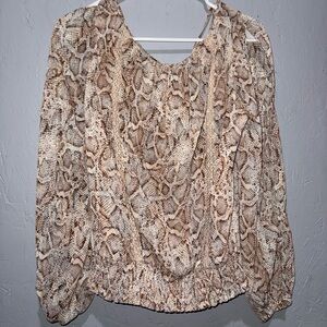 Jessica Simpson Brown and Cream Snake Print Blouse